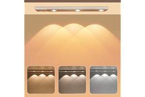 KERNOWO Under Cabinet Kitchen Lights, LED Motion Sensor Lights Indoor Under Cupboard Stick On Lights, 3 Colours Temperature Dimmable Rechargeable Light for Wardrobe, Closet, Stairs (1 Pack)