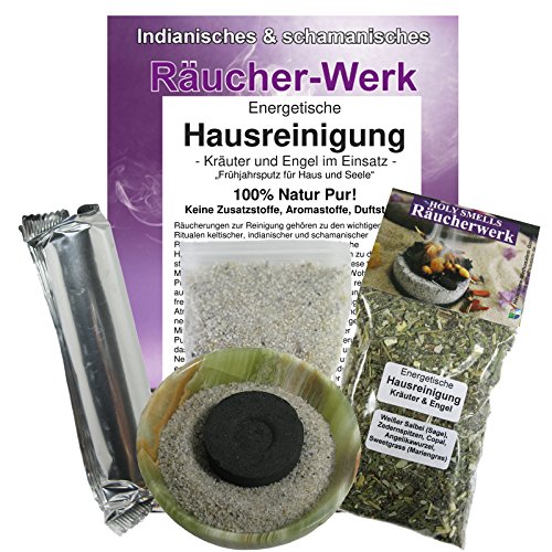 Räucherset Räucherwerk Energetische Hausreinigung nach Georg Huber Räucherung mit Räucheranleitung 5-teiliges Set #81043. 1 x Großpackung Räuchermischung, Räucherschale, Räuchersand, Räucherkohle, Räucheranleitung Energetische Hausreinigung nach Georg Huber "Richtig Räuchern".