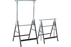 HOMCOM Set de 2 Caballetes Telescópicos Plegables con Altura Ajustable Caballetes de Sierra de Acero para Mesa y Trabajo de Bricolaje Carga 200 kg 68x58x80-130 cm Negro