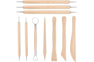ASIRYVA 10 PCS Polymer Clay Tools, Wooden Clay Sculpting Tools Clay Modelling Tools Pottery Tools Kit for DIY Art Crafts