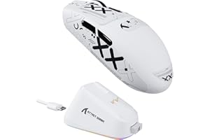 ATTACK SHARK G3PRO Souris de Jeu sans Fil avec Station de Charge Magnétique, Capteur PixArt PAW3311, 25000 DPI, Bluetooth/2,4GHz/Filaire, 59g Ultra-légère Souris pour PC/Xbox/Mac-Blanc et Ruban