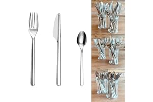 TABLE'COLORS Pack de 120 couverts de table en inox - 40 couteaux - 40 fourchettes - 40 petites cuillères - Passe au lave vaisselle - Inoxydable - Solide - Fêtes et anniversaires - Pique-nique - Table’Colors