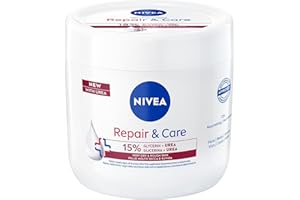 NIVEA Crema Repair & Care Urea 400 ml, Crema corpo idratante pelle secca, molto secca e ruvida, Crema multiuso per corpo, viso e mani con Glicerina e Urea per nutrimento profondo e idratazione 72h