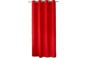 ED ENJOY HOME Rideau Décoratif à Œillets argentés, 140x240 cm, Rouge, 100% Polyester, Satiné, Collection Basic
