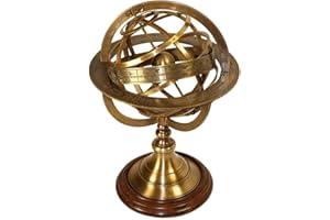 Globe terrestre armillaire céleste en laiton avec gravure du zodiaque