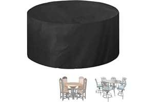 MICBLACO Round Garden Furniture Cover, 230*110cm Large Circular Table Cover, Patio Set Oxford Cover with PU coating, Rip Proof for Table and Chair Set, Rooms Modern Round Table, Anti Dirt Grime, Black
