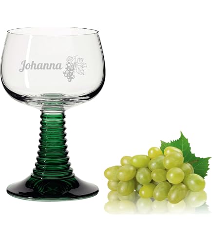 1 personalisiertes Weinrömer Römerglas mit grünem Fuß, 0,12L KLEIN - MIT Füllmarke (1 Stück)