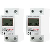 JOYELEC 2 Pieces Single Phase Digital Energy Meter, 230 V 10 (60) A 50/60Hz, DIN Rail Electric Consumption Meter with LCD Dis