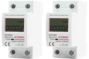 JOYELEC 2 STÜCK LCD Digitale 220V Stromzähler Hutschiene KWh Zähler 10(60) A 1-phasiger Wechselstromzähler 2-poliger 2P-DIN-Schienen-Stromzähler,zeigt nur kWh an,keine Hintergrundbeleuchtung