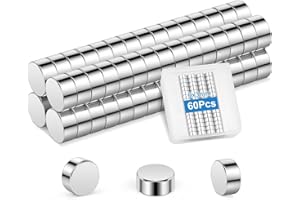 Wzone 60PCS Neodym Magnete, 6x3 mm Kleine Magnete Rund Starke Magnete für Whiteboard Kühlschrank Pinnwand Fotos DIY Craft Office