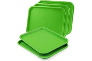 LEXININ Confezione da 5 vassoi in plastica per fast food, 35 x 27 cm, rettangolari verdi, per ristoranti, caffetterie, bevande, cibo