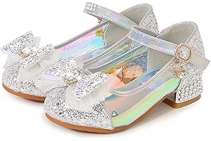 Monissy Costume Soft Shoes Kids Sequins Princess Comfortable Wedding Christmas Party Birthday Carnival Ceremony Party Gift Girls Ballet Flats Cosplay for Children Costume, silver