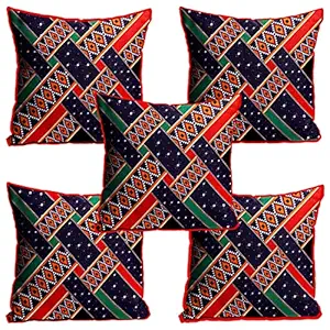 DreamVio Jute Exclusive Decorative Throw/Pillow Covers, Cushion Covers for Living Room, Bed Room, Sofa,Chairs Pack/Set of 5 (Multicolour, Size 12 x 12 Inches)