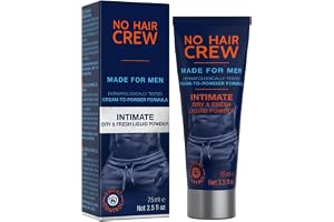 NO HAIR CREW Flytande Intimpuder för Män 75 ml – Kräm-till-Puder | Hjälper till att minska svett, lukt och skav. Talkfritt kroppspuder för ljumskar och intimområdet. Inget puderdamm.