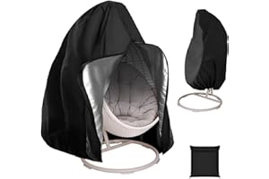 SINRAD 230 * 200CM Housse de Chaise Suspendue, Couverture Imperméable Protection pour Œufs Chaise, Housse Oeuf Suspendu Extérieur, 210D Oxford Hanging Chair Cover, Anti-UV et Coupe-Vent, Noir