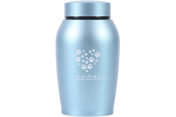 Urne souvenir empreinte de patte – Urne commémorative pour chat et chien (taille M, bleu)