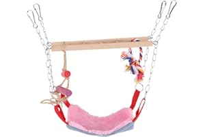 Fdit Haustiere Vögel Papagei Klettern Papagei Sittich Wellensittich Spielzeug Bunte Schaukel Leiter mit Bett Zubehör Hängende Pet Toys(Rosa)
