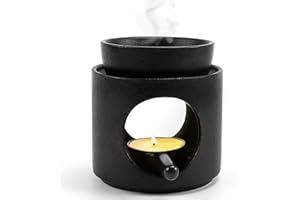 QGGTQG Lámpara aromática con soporte para velas de té, lámpara aromática de cerámica, para aceites esenciales, 11 cm de alto x 10 cm de ancho, lámpara aromática ambiente con bandeja extraíble, difusor