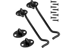 FANCYWHOOP Kabinenhaken Edelstahl 2 Stücke Sturmhaken Schwarz Türhaken Tür Riegel Fenster Fang Kabine Tür Tor Sperren mit 8 Stück Montage Schrauben