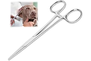 NUMLOT Pince à Clamper, Pince de Verrouillage Inox,pince Piercing Courbe, Pince Droite, Outils Vétérinaires, Pince pour la Pêche, Design Dentelé, Pince à Poils de Chat et de Chien