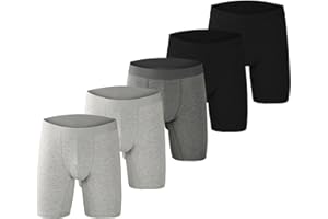 infino Men's 5-Pack Boxer Briefs - Mid-Rise, Anti-Chafing Stretch Cotton, Breathable Athletic Underwear in Assorted Colors (Black/Gray/Light Grey) - Available in S-XXL