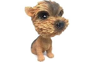 NEDLON Mini chiot Yorkshire Terrier Bobblehead - Décoration de tableau de bord de voiture - Marron