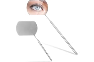 Sibba Miroir Carré Portable pour Extensions de Cils 1 Pièce en Acier Inoxydable Amovible Multifonctionnel pour Examen de la Bouche et des Yeux 1 Pièce Argenté