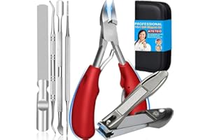 ATETEO Podiatrist Nail Clippers, 7Pack Professional Heavy Duty Toenail Clippers for Thick & Ingrown Toenail Treatment. Stainless Steel Pedicure Clippers Toenail Cutters. Pedicure Tool,Toe Nail Clipper