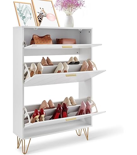 SoBuy FSR87-SCH schoenenkast schoenenkast smal met 2 kleppen schoenenrek met 4 legplanken schoenencommode met extra vak schoenenrek