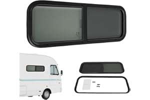 CHIMHOON Fenêtre basculante universelle pour fenêtre de caravane - 6 tailles de fenêtre - Verre teinté renforcé - Fenêtre coulissante pour caravane - Protection solaire et ventilation (900 x 300 mm)
