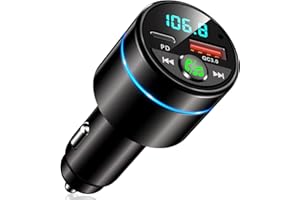 Mohard Bluetooth Adapter Auto, Ganzmetall FM Transmitter Auto Bluetooth mit PD 30W & QC3.0 18W Schnellladung, Freisprechanlage Bluetooth5.3, Rauschunterdrückung Mikrofon, Ringlicht