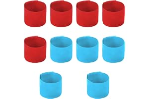 HENGBIRD 10 stycken kaptenbinde, Airsoft armband, team, röd, blå, armbinde, sportarmband, armhäfte för fotboll, ishockey, rugby, netball, tennis, basket, armband (röd och