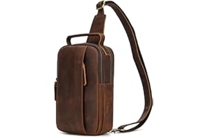 newsbirds Borse Petto Borsa Crossbody Pelle Zaino Spalla Monospalla Pelle Marsupio Zainetto Piccolo Sling Bag Borsello a Tracolla per Uomo Viaggio Trekking Camminare, 9332 marrone