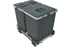 ELLETIPI 1954 ELLETIPI Ecofil PF01 34B1 Poubelle de tri sélectif extractible pour déchet, Plastique et métaux, Gris, 33 x 36 (H) x 46 cm