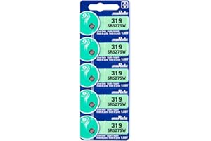 5 x Murata 319 SR64 SR527SW Silberoxid 0% Quecksilber Uhrenbatterie [1 Streifen mit 5 Batterien], silber