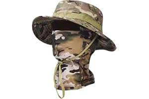 Besforta Camo Boonie Sonnenhut mit Balaclava Gesichtsmaske UV-Schutz Fischerei Hut Eimer Hut für Jagd Wandern Militärische Taktische Safari