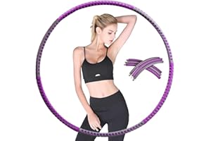 LEYF Hula Hoop - Aro de Hula Hoop para Adultos - Núcleo de Acero Inoxidable con Espuma Puede Utilizar para Fitness, pérdida de Peso y Masaje/6 Piezas Desmontables – Gris Lila (1,2