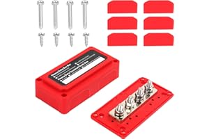 TIHOOK Caja de barra colectora de 48 V 300 A, diseño de módulo de alta potencia, barra colectora de bloque de distribución de energía, 4 pernos de terminal M8 para coche, caravana, barco