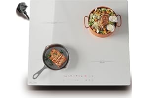 COVERCOOK Plug in Induction Hob White 13 Amp 2800W, 4 Zones Plug in Electric Induction Hob 60cm, Induction Cooktop Touch Control with Timer, Child Safety Lock, Keep Warm, Pause Function, Boost