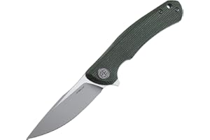 Petrified fish PF949X Warrior Coltello Pieghevole K110 Acciaio 2.87" Raso Lama Micarta Maniglia Tascabile Coltello Pieghevole EDC (Green Micarta)