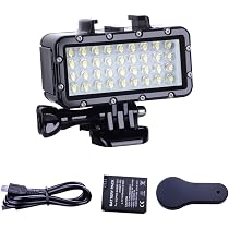 Luce Video Subacquea 60 LED Impermeabile Fino A 40m – Lampada Di Riempimento 16:9 Per Fotocamere E Smartphone, 1800 Lumen, 5500K, Con Filtri E Supporto Hot Shoe (Batterie 18650 NON Incluse)