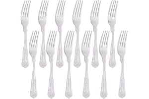 Ensemble de 12 Buyer Star fourchettes à dessert en acier inoxydable pour salade de pâtes, ensemble de couverts en argent poli