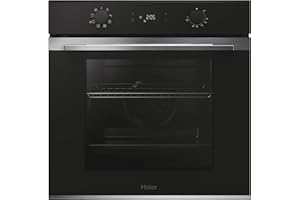 Haier ID Series 2 H6 ID2P3T1HTX - Horno Multifunción Hidrolítico, 78L, Cocción multinivel, 9 Funciones, Display táctil y mandos giratorios, Guía Telescópica, 2 Cristales en puerta, Negro e Inox