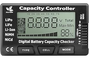 VOKTTA Controllo della Capacità della Batteria Digitale,Tester Batteria con LCD per Lipo,Life, Li-ion,NIMH,NICD