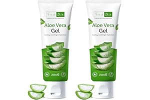 FRESHSKIN BEAUTY LTD Aloe Vera Gel Tube 250ml (Pack of 2) - 99% Naturally Bio-Active Aloe Vera - Cruelty-Free and Vegan - Cooling, Soothing and Moisturising for All Skin Types