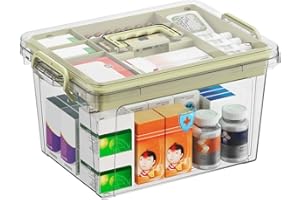 XRPRPX Medicine Storage Box, 2 Layer First Aid Box Case Plastic Medicine Box Large Capacity Medical Box Storage Box Household Medicine Cabinet Organizer with Removable Tray for Medicine Storage