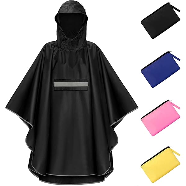 WAWSAM Regenjas voor meisjes, lichte kinderen, waterdichte regenponcho met capuchon, ruimteblauw, 6-10 Jaar