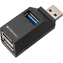 ZEBRONICS 180HB USB HUB, 3 Ports, USB 3.0, Transfer Speeds Upto 5 Gbps, Lightweight Design, Multi OS Compatible, Plug and Pla
