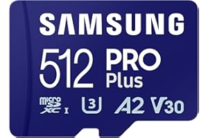 Samsung PRO Plus Tarjeta de memoria MicroSD con Adaptador SD, 512GB, 180 y 130 MB/s, Full HD & 4K UHD, UHS-I, U3, V30, A2, Compatible con Smartphone Android, Tableta, GoPro y Dron DJI (MB-MD512SA)