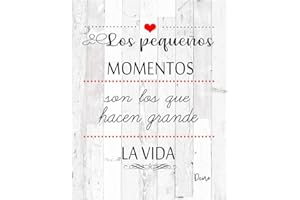 Dcine Cuadro Frases/Frases positivas/Cuadro Madera/Regalo/Normas del hogar/Normas de la casa/Carteles Vintage/ 19 cm x 25 cm x 4 mm/ (PEQUEÑOS Momentos)